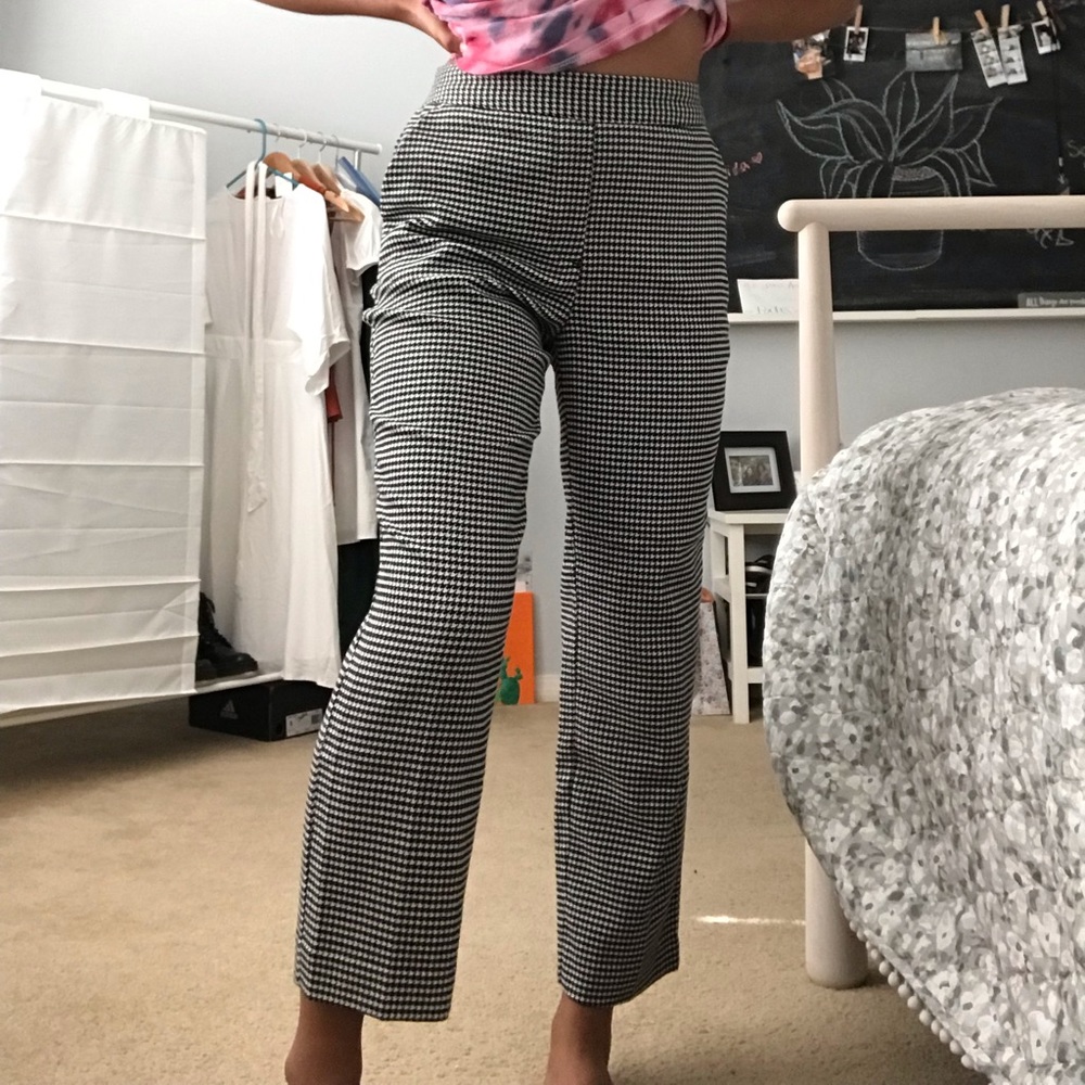 black and white patterned pants